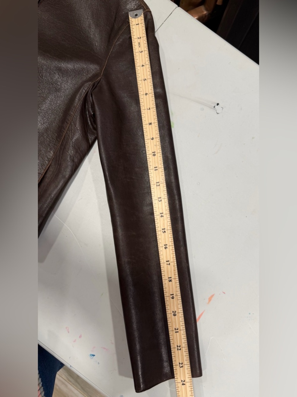 Calvin Klein Brown Leather Fitted Zip-Front Jacket - Picture 12 of 12
